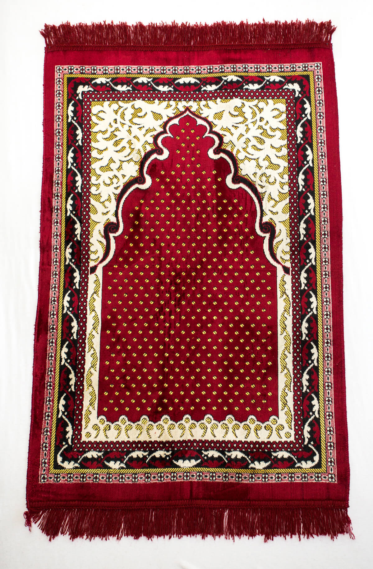 Velvet Prayer Rug W Gold Dots Red My Turkish Scarves